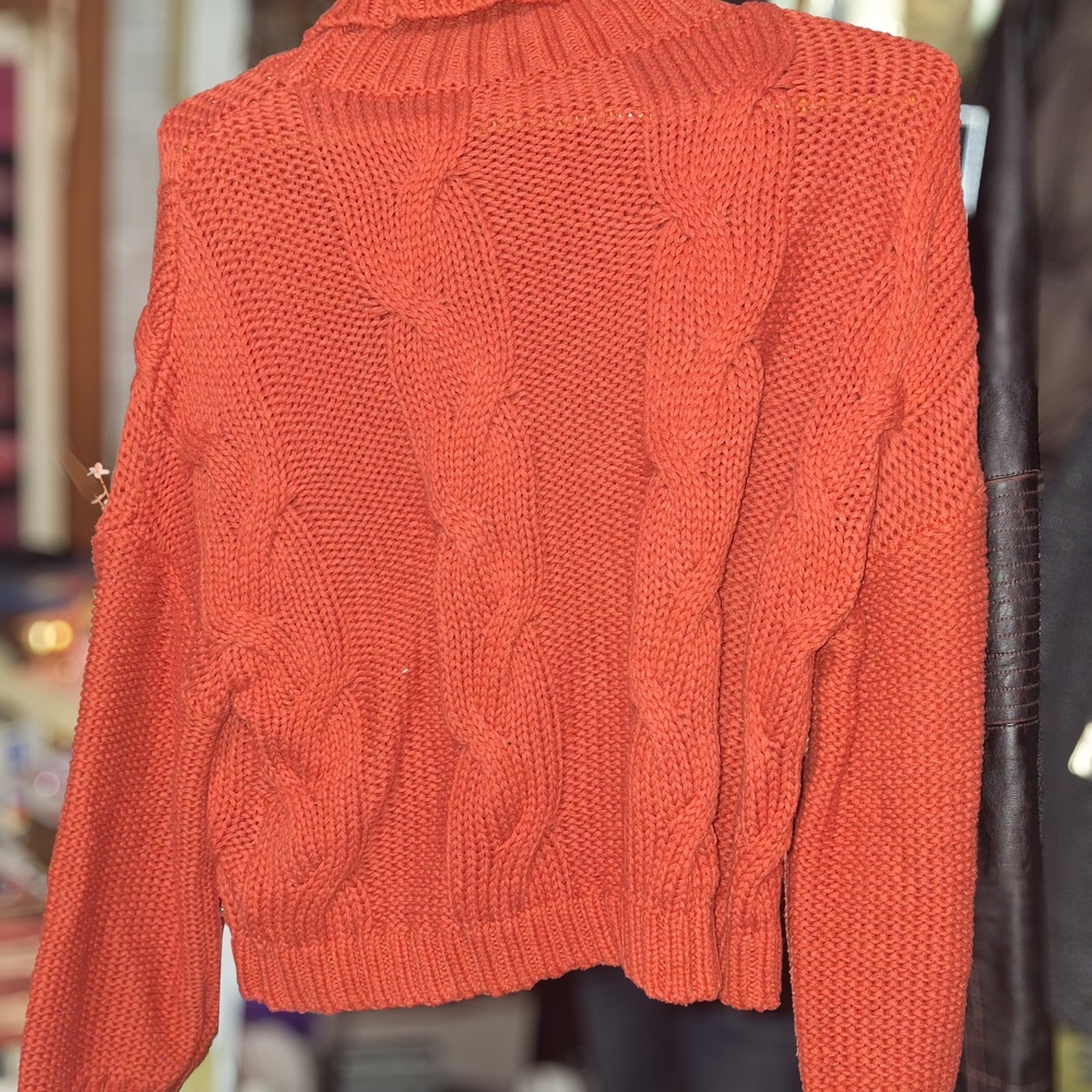 Cozy Cable Knit Sweater - Orange